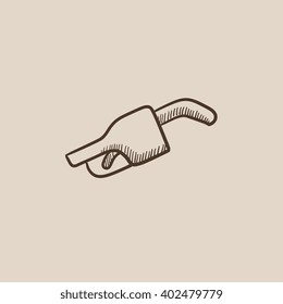 Gasoline pump nozzle sketch icon.