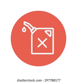 Bomba de gasolina ícone de linha fina do bocal para web e design plano minimalista móvel. Ícone branco vetorial dentro do círculo vermelho.