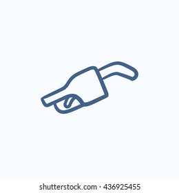 Gasoline pump nozzle vector sketch icon isolated on background. Hand drawn Gasoline pump nozzle icon. Gasoline pump nozzle sketch icon for infographic, website or app.