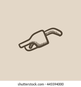 Icono de esbozo vectorial de la boquilla de la bomba de gasolina aislado en el fondo. Icono de la boquilla de la bomba de gasolina dibujado a mano. Icono de boquilla de la bomba de gasolina para infografía, sitio web o aplicación.