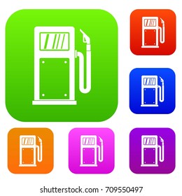 Gasoline pump set icon in different colors isolated vector illustration. Premium collection