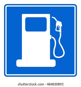 Gasoline pump,nozzle pump station sign.