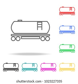 Gasoline railroad tanker colored icons. Element of logistic multi colored icon for mobile concept and web apps. Thin line icon for website design and development, app development on white background