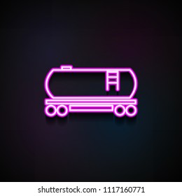 Gasoline railroad tanker icon. Element of logistics icons for mobile concept and web apps. Neon Gasoline railroad tanker icon can be used for web and mobile apps