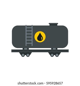 Gasoline railroad tanker icon in flat style isolated on white background vector illustration