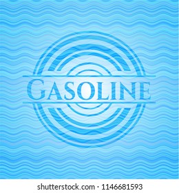 Gasoline sky blue water wave style emblem.