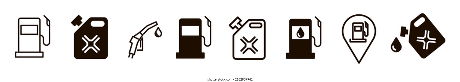Gasoline station icons set vector