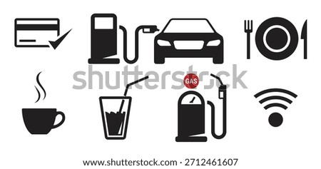 gasoline station icons set vector illustration