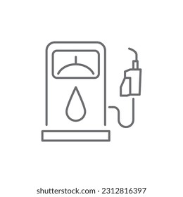Gasoline station related vector linear icon. Filling station linear icon. Petrol pump. Gasoline stand. Gas station. Vector outline illustration Isolated on white background. Editable stroke