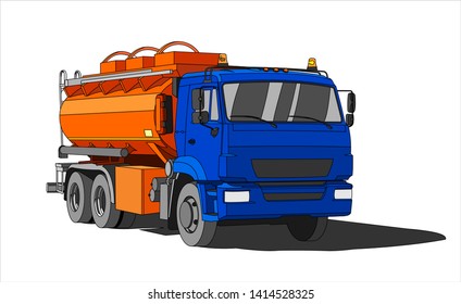 Gasoline Tank Truck. Modern flat Vector illustration on white background.