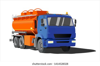 Gasoline Tank Truck. Modern flat Vector illustration on white background.