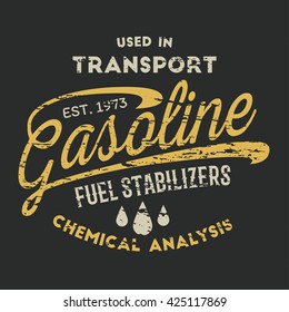 Gasoline typography, t-shirt graphics
