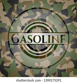 Gasoline written on a camo texture. Vector Illustration. Detailed.