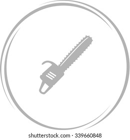 gasoline-powered saw. Internet button. Vector icon.