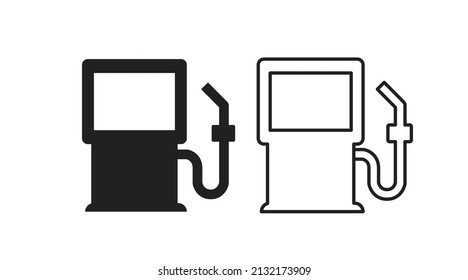 Gass Station Icon Set. Vector isolated editable flat illustration