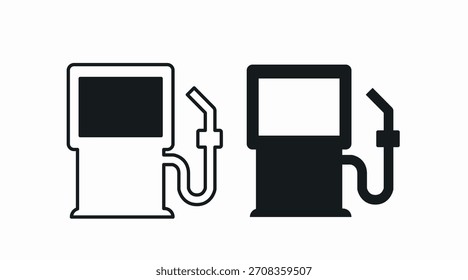 Symbolsatz der Gassstation. Vektorgrafik, einzeln, bearbeitbare, flache Illustration