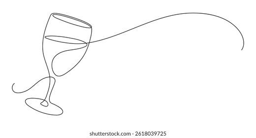 Gass of wine. Continuous line drawing.