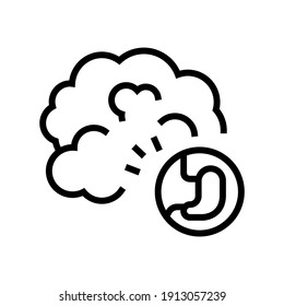 Gassing Verdauungssystem Linie Symbol Vektorgrafik. Schild des Gasleitungssystems. isoliertes Kontursymbol