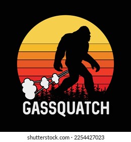 Gassquatch! Funny Farting Bigfoot Retro Fart funny t-shirt design