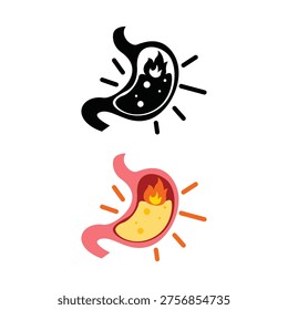 Gastric acid reflux stomach problem medical icon sign design vector