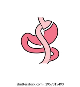 Gastric bypass (Roux-en-Y) сolor line icon. Pictogram for web page, mobile app, promo. UI UX GUI design element. Editable stroke.