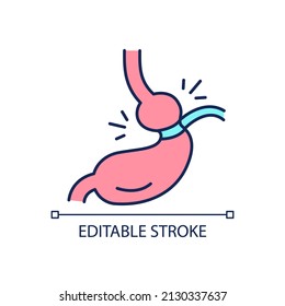 Gastric bypass surgery RGB color icon. Weight loss alternative method. Medical clinic service. Isolated vector illustration. Simple filled line drawing. Editable stroke. Arial font used