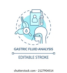 Gastric fluid analysis turquoise concept icon. Patient care. Medical diagnostic abstract idea thin line illustration. Isolated outline drawing. Editable stroke. Arial, Myriad Pro-Bold fonts used