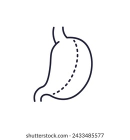 gastric sleeve, gastrectomy line icon