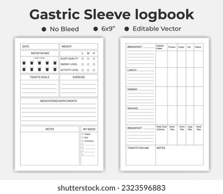 Gastric Sleeve Logbook Or Notebook, Low Content kdp Interior Template	