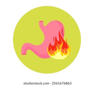 Gastrit illness unhealthy stomach concept. Vector flat graphic design illustration