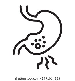 Gastritis icon Black line art vector logo