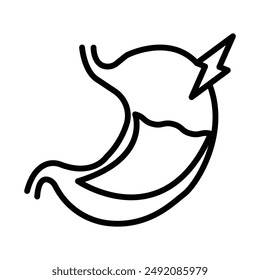 Marca del logotipo lineal del icono de la gastritis en blanco y negro