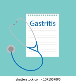 Gastritis written in notebook- vector illustration