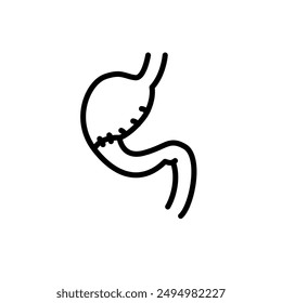 Icono de línea negra de gastroduodenostomía. Operaciones en la cavidad abdominal. Vector elemento aislado. 