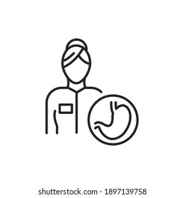 Gastroenterologist color line icon. Subject matter expert. Pictogram for web page, mobile app, promo. UI UX GUI design element. Editable stroke.