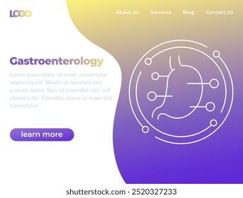Banner de gastroenterologia, modelo do site com ícone de linha