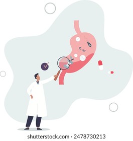 Gastroenterology as digestive system disorder diagnosis .Stomach doctor examination and checking for disorders.flat illustration.