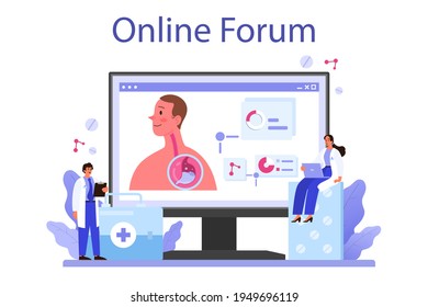 Gastroenterology doctor online service or platform. Idea of health care