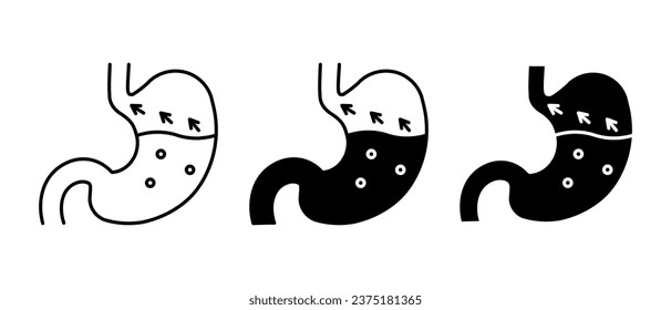 Gastroenterology icon vector set. Flatulence, bloating, gastroenteritis symbol