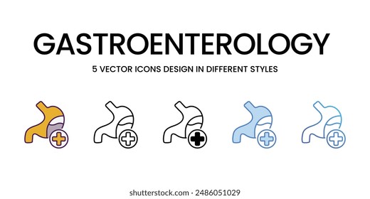 Gastroenterology Icons different style vector stock illustration