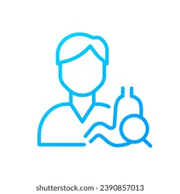 Gastroenterology pixel perfect gradient linear vector icon. Gastrointestinal system disorders. Diagnostics, treatment. Thin line color symbol. Modern style pictogram. Vector isolated outline drawing