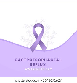 Gastroesophageal reflux awareness Day background design with periwinkle silk ribbon.