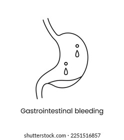 Darmblutungssymbol in Vektorgrafik, eine medizinische Illustration eines Magens, der mit Blut gefüllt ist.