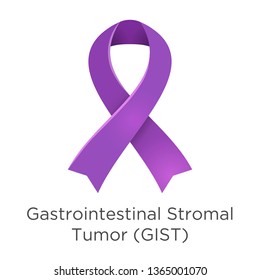 Gastrointestinal Stromal Tumor GIST awareness day in July 13. Lavender or violet color ribbon Cancer Awareness Products. Vector illustration. White isolated.