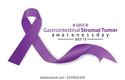 Gastrointestinal Stromal Tumor GIST awareness day in July 13. Lavender or violet color ribbon. Vector illustration.