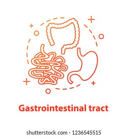 Gastrointestinal Tract Concept Icon. Gastroenterology Idea Thin Line Illustration. Large And Small Bowel, Stomach. Healthcare. Vector Isolated Outline Drawing