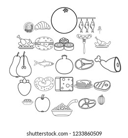 Gastronomic hobby icons set. Outline set of 25 gastronomic hobby vector icons for web isolated on white background