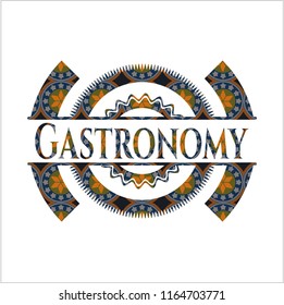 Gastronomy arabesque emblem background. arabic decoration.