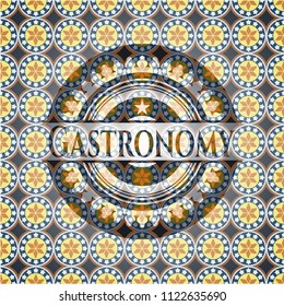 Gastronomy arabic emblem. Arabesque decoration.