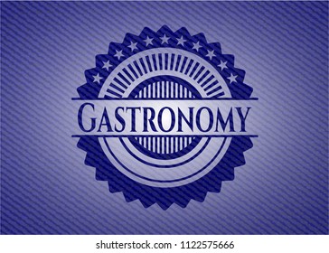 Gastronomy badge with denim texture